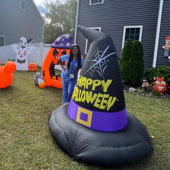 6 FT Witch Hat Halloween Blow Up Inflatable Decoration with LED Light for Decor - Picture 1 of 10